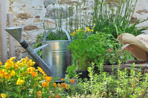 Close-up of outdoor feature lighting for a landscaped Lambeth garden